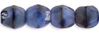 4mm Czech Faceted Round Fire Polish Beads - Black & Blue Zebra