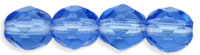 4mm Czech Faceted Round Fire Polish Beads - Sapphire Blue