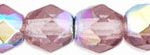 4mm Czech Faceted Round Fire Polish Beads - Light Amethyst AB