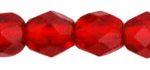4mm Czech Faceted Round Fire Polish Beads - Ruby Red