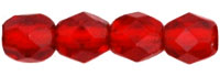4mm Czech Faceted Round Fire Polish Beads - Ruby Red