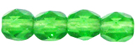 4mm Czech Faceted Round Fire Polish Beads - Kelly Green