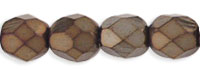 4mm Czech Faceted Round Fire Polish Beads - Brown Iris