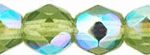 4mm Czech Faceted Round Fire Polish Beads - Olivine AB