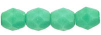 4mm Czech Faceted Round Fire Polish Beads - Opaque Turquoise Green