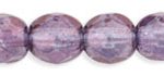 4mm Czech Faceted Round Fire Polish - Amethyst Lumi