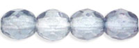4mm Czech Faceted Round Fire Polish Beads - Sapphire Lumi