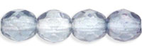 4mm Czech Faceted Round Fire Polish Beads - Sapphire Lumi