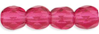 4mm Czech Faceted Round Fire Polish Beads - Fuchsia