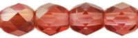 4mm Czech Faceted Round Fire Polish Beads - Rose Opal Celsian