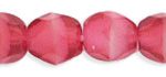 4mm Czech Faceted Round Fire Polish Beads - Cranberry and White Swirl