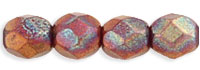 4mm Czech Faceted Round Fire Polish Beads - Copper Iris