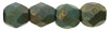 4mm Czech Faceted Round Fire Polish Beads - Opaque Persian Turquoise Green Copper Picasso