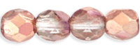 4mm Czech Faceted Round Fire Polish Beads - Crystal half Copper (Apollo)