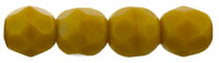 4mm Czech Faceted Round Fire Polish Beads - Opaque Goldenrod Yellow