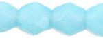 4mm Czech Faceted Round Fire Polish Beads - Aqua Blue Opal