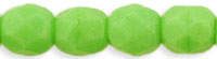 4mm Czech Faceted Round Fire Polish Beads - Opaque Honeydew Green