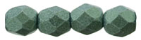 4mm Czech Faceted Round Fire Polish Beads - Turquoise Green Metallic Suede