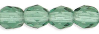 4mm Czech Faceted Round Fire Polish Beads - Prarie Green (Tourmaline)