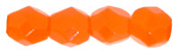 4mm Czech Faceted Round Fire Polish Beads - Opaque Orange