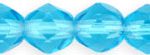 6mm Czech Faceted Round Fire Polish Beads - Aqua Blue