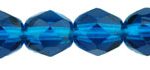 6mm Czech Faceted Round Fire Polish Beads - Capri Blue