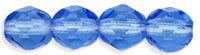 6mm Czech Faceted Round Fire Polish Beads - Sapphire Blue