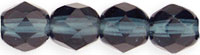 6mm Czech Faceted Round Fire Polish Beads - Montana Blue