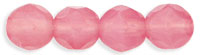 6mm Czech Faceted Round Fire Polish Beads - Rose Opal