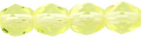 6mm Czech Faceted Round Fire Polish Beads - Jonquil (Light Yellow)