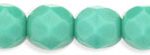 6mm Czech Faceted Round Fire Polish Beads - Opaque Turquoise