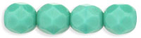 6mm Czech Faceted Round Fire Polish Beads - Opaque Turquoise