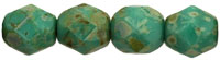 6mm Czech Faceted Round Fire Polish Beads - Turquoise Picasso