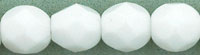 6mm Czech Faceted Round Fire Polish Beads - Opaque White