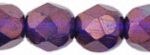 6mm Czech Faceted Round Fire Polish Beads - Cobalt Lumi (Vega)