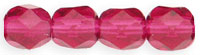 6mm Czech Faceted Round Fire Polish Beads - Fuchsia