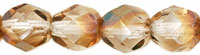 6mm Czech Faceted Round Fire Polish Beads - Crystal Celsian