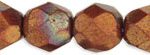 6mm Czech Faceted Round Fire Polish Beads - Copper Iris