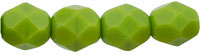 6mm Czech Faceted Round Fire Polish Beads - Opaque Olive Green