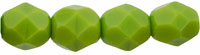 6mm Czech Faceted Round Fire Polish Beads - Opaque Olive Green