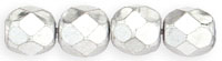 6mm Czech Faceted Round Fire Polish Beads - Labrador (full silver)