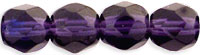 6mm Czech Faceted Round Fire Polish Beads - Tanzanite