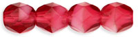 6mm Czech Faceted Round Fire Polish Beads - Cranberry (Fuchsia & White)