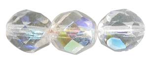  8mm Czech Faceted Round Fire Polish Beads - Crystal AB