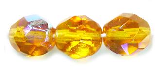 8mm Czech Faceted Round Fire Polish Beads - Topaz AB