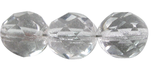 8mm Czech Faceted Round Fire Polish Beads - Crystal