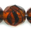 8mm Czech Faceted Round Fire Polish Beads - Tortoise