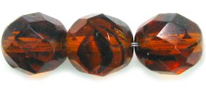 8mm Czech Faceted Round Fire Polish Beads - Tortoise