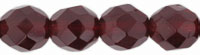 8mm Czech Faceted Round Fire Polish Beads - Garnet Red