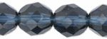 8mm Czech Faceted Round Fire Polish Beads - Montana Blue